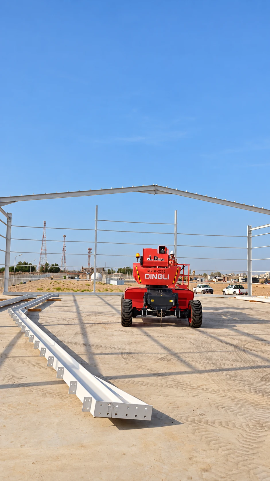 Warehouse steelwork in Jazan — Site Erection & Steel Component Preparation